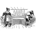 Vector karikatur av en kvinne kranglet med ektemannen